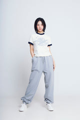ユニバーサルプリント ½Tシャツ (ivory/navy)