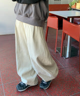 Huvit Pintuck Cotton Denim Wide Pants