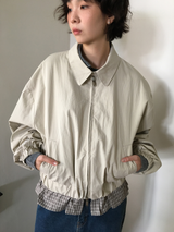 Petit check frill blouson (2color)