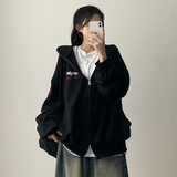 Moco Number Patch Embroidery Overfit Two Way Hooded Zip-Up