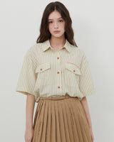 STRIPE POCKET SHIRT [BEIGE]