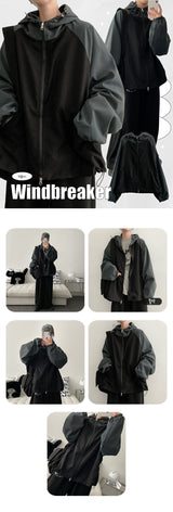 Deeps two-way string color high-neck hooded jumper