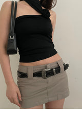 American Retro Silver Leather Belt