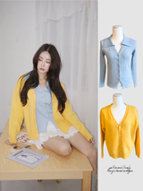 yellow wool lovely long-sleeved cardigan
