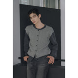 Layered wool knit cardigan(Charcoal)