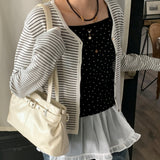 [Kyoto Look🌳✨/Airport Bag] ファンシーフェイクレザーベルトスクエアショルダーバッグ トートバッグ トラベルバッグ 4色 [Ivory only]