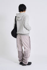 City stripe unbalance hood zip-up