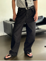 [Unisex] ヘリンボーンストライプワイドパンツ