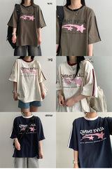 Flannel Sports Track Short-Sleeved T-Shirt