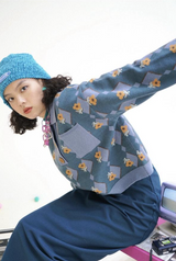 フローラルパターンニッティドセーター