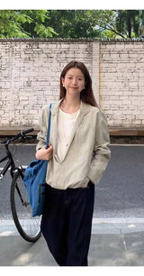 ストライプカラーレッドシャツレイヤードTシャツ