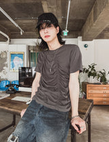 [LAN ARCHIVE]フロントシャーリングショートスリーブTシャツ