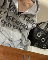 [UNISEX] ワンツーレタリングオーバーサイズフィットフーディドジップアップジャケット