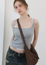 Lace Flower Shoulder&Cross Bag_Brown