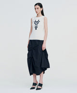DOZI - Pinched Long Skirt _ BLACK
