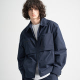 Poly Cotton Zip Shirts Jacket - NAVY