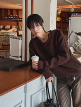 Caron shoulder button knit