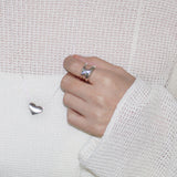 ボールドダブルキュービックリング (アクアマリン)