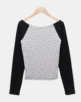ケオンオフショルダーピーチフリーススターTシャツ