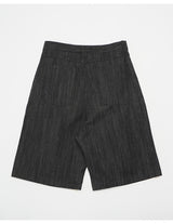 Pintuck Wide Raw Denim Bermuda Pants