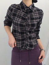 ruffle frill checkered short shirt