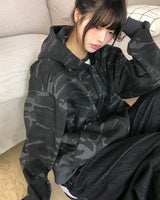 Jaon Camo Semi-Crop Hoodie Zip-Up