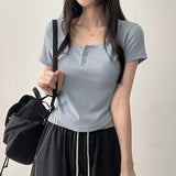 Deemo span button short sleeve tee