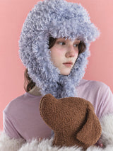 KNOT EARFLAP HAT IN FURRY BLUE