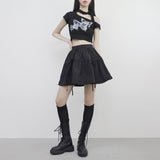 トニオバタフライストラップクロップドtシャツ