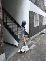 ストライプド ヘンリー Tシャツ