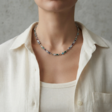 Silver Frame Gem Necklace