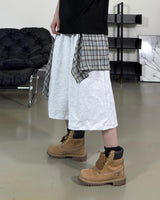 Lever Check Layered Bermuda Pants