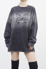 (Unisex) ヘックスバタフライウォッシングロングTシャツ