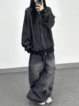 overlap denim pocket pants