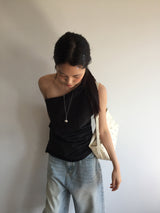 One-shoulder draping blouse (2color)