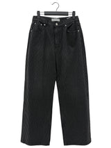 BLACK STRIPE WASHING DENIM PANTS