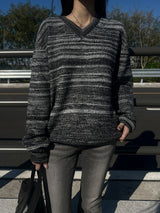 [UNISEX] Overfit mix regular V-neck long sleeve knit (5 colors)