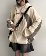 Tucson Coloring High-Neck Fleece Hooded Zip-Up