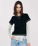Logo Stitch T shirt  Black