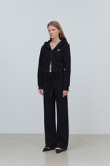 EARTHYUSE TWO-WAY TRACK PANTS - BLACK