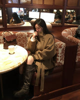 [ORIGINAL] Center Waist-Tie Wool Short Coat