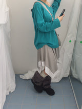 stripe ribbonline wave skirt