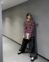 No.0872 ストライプヘンリーネックTシャツ(3color)