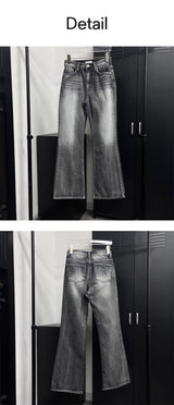 Grayish boots cut denim pants 