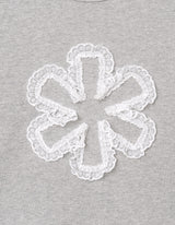 DELAY OFF LACE CROP TSHIRTS (MELANGE GRAY)