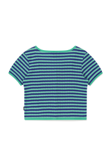 SQUARE NECK STRIPE CARDIGAN