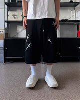 AO cross embroidery Bermuda sweatpants