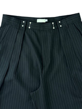 Hook pin-tuck stripe trousers 3color