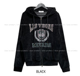 Nevada velvet two-way oversized hooded zip-up