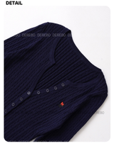 wool button twist embroidered long-sleeved knitwear
